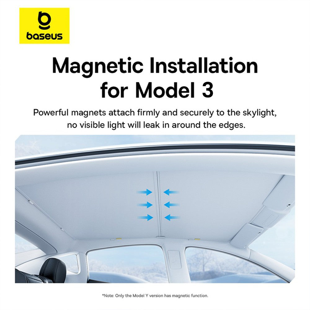 Baseus T-Space Series Car Skylight Sunshade For Tesla Model 3 (Double Layer Version) - Moon White image 0