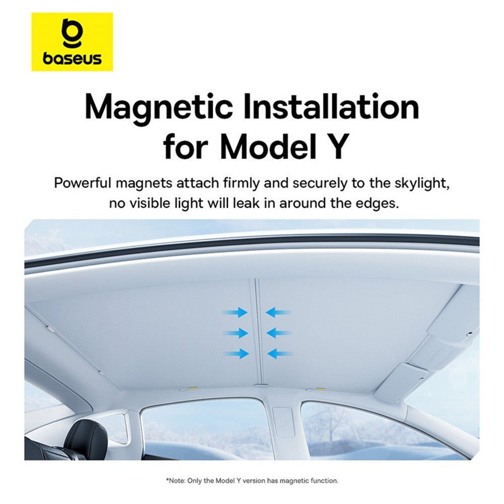 Baseus T-Space Series Car Skylight Sunshade For Tesla Model Y (Double Layer Version) - Moon White image 0