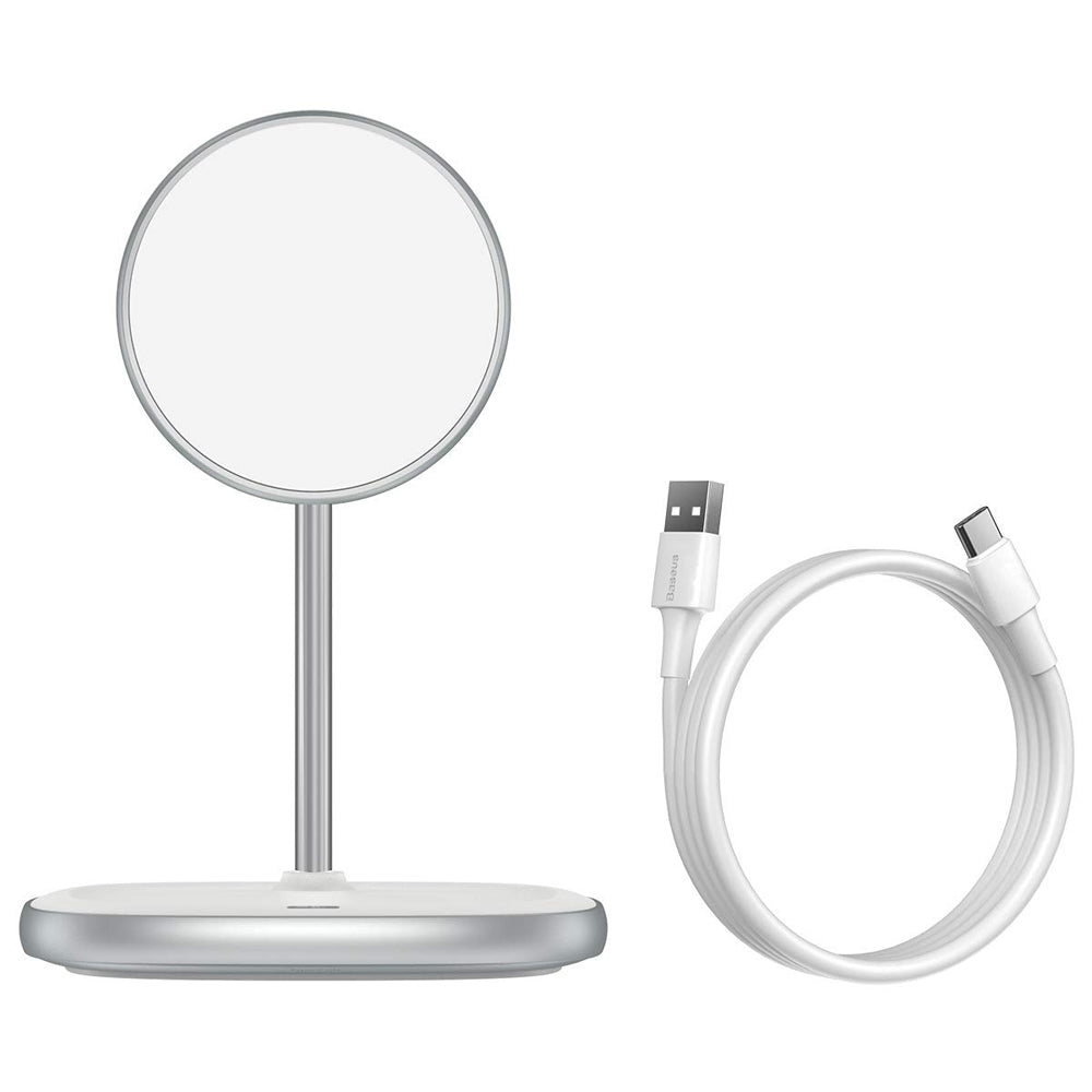 Baseus Swan Magnetic Desktop Bracket Wireless Qi Charger 15 W White image 0
