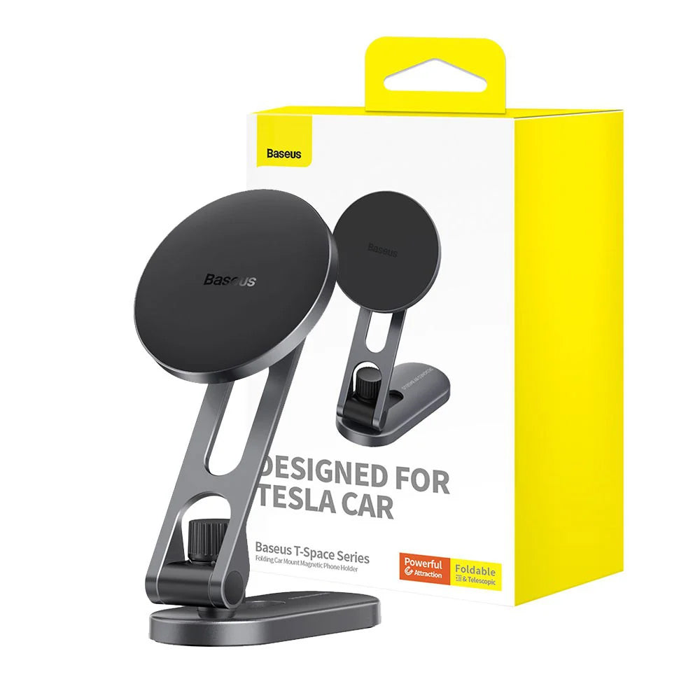Baseus T-Space Series Folding Metal Car Mount Magnetic Phone Holder-Frost Silver image 0