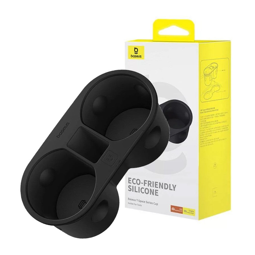 Baseus T-Space Series Cup Holder for Tesla Cluster Black image 0