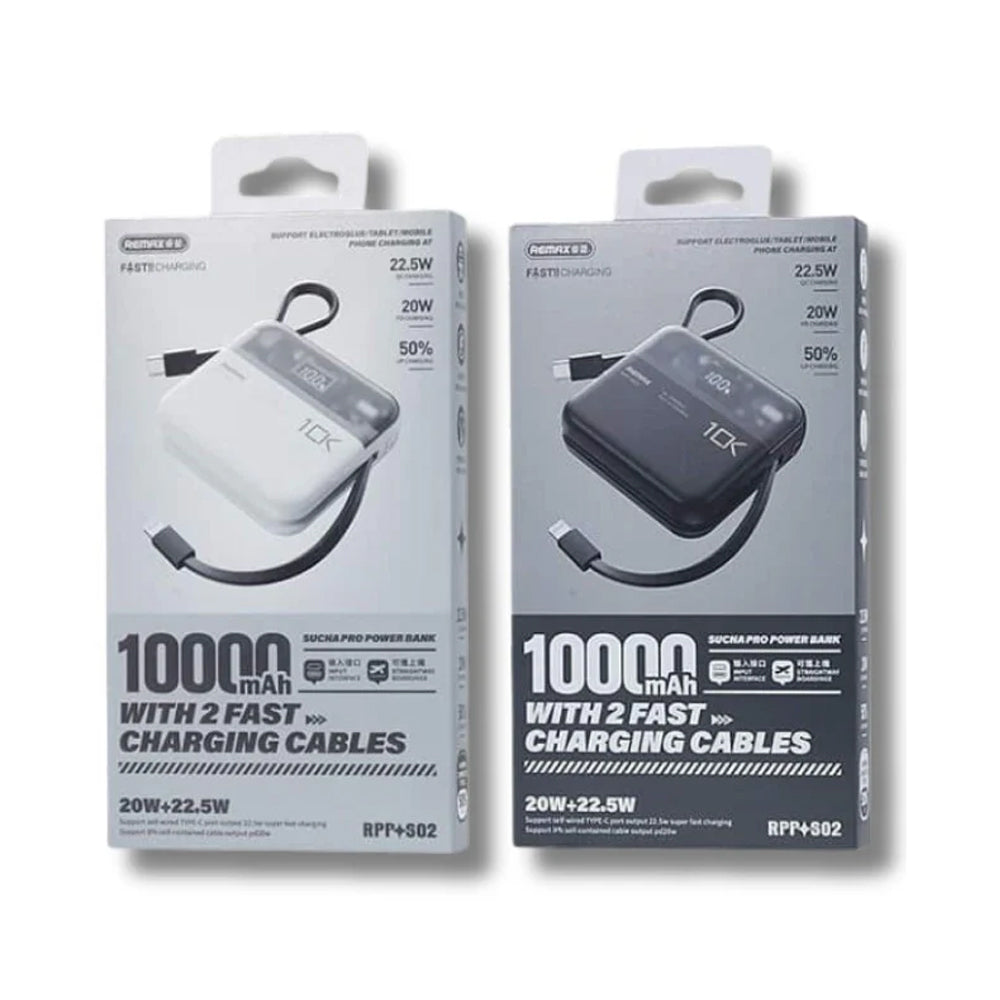 REMAX Sucha Pro Series 22.5W Power Bank 10K mAh [2 Ports + Lightning & Type-C Cables] image 0
